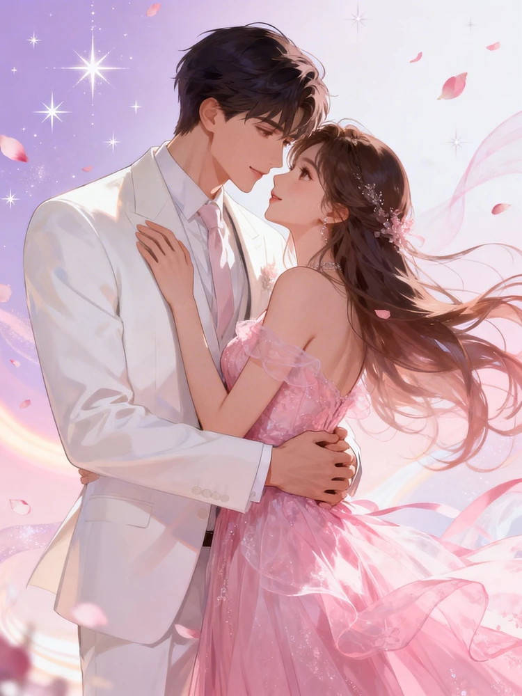 梦幻情侣二次元插画
