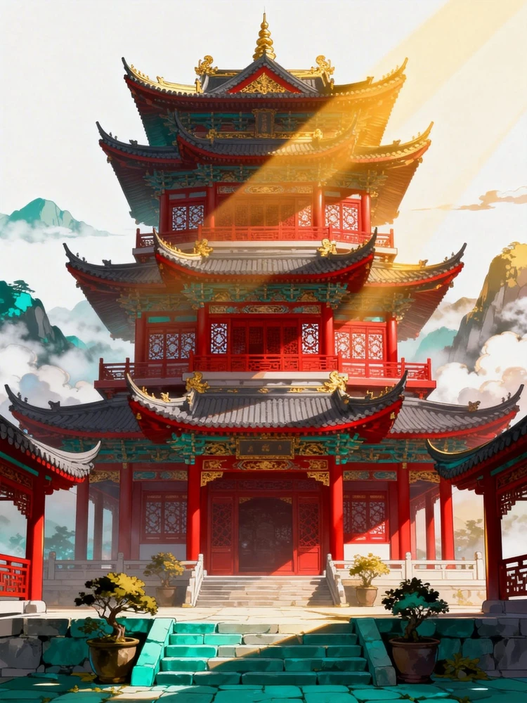 二次元立绘古典中式建筑背景特效风格！