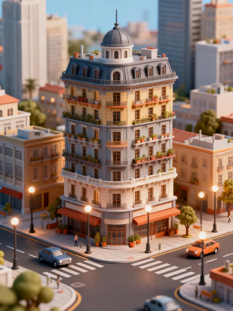 C4D微缩城市地标