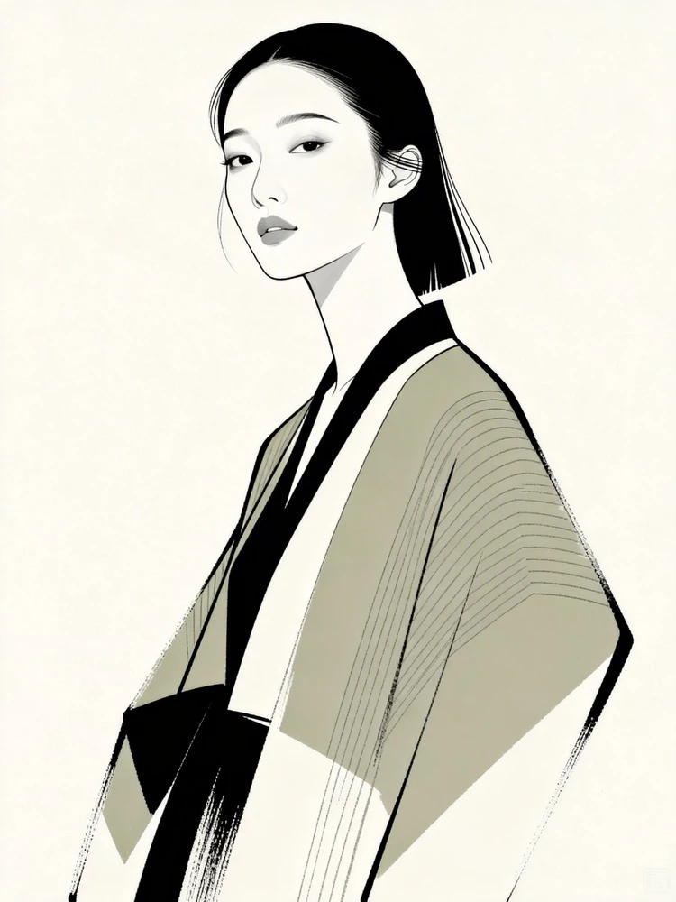 东方极简人物插画