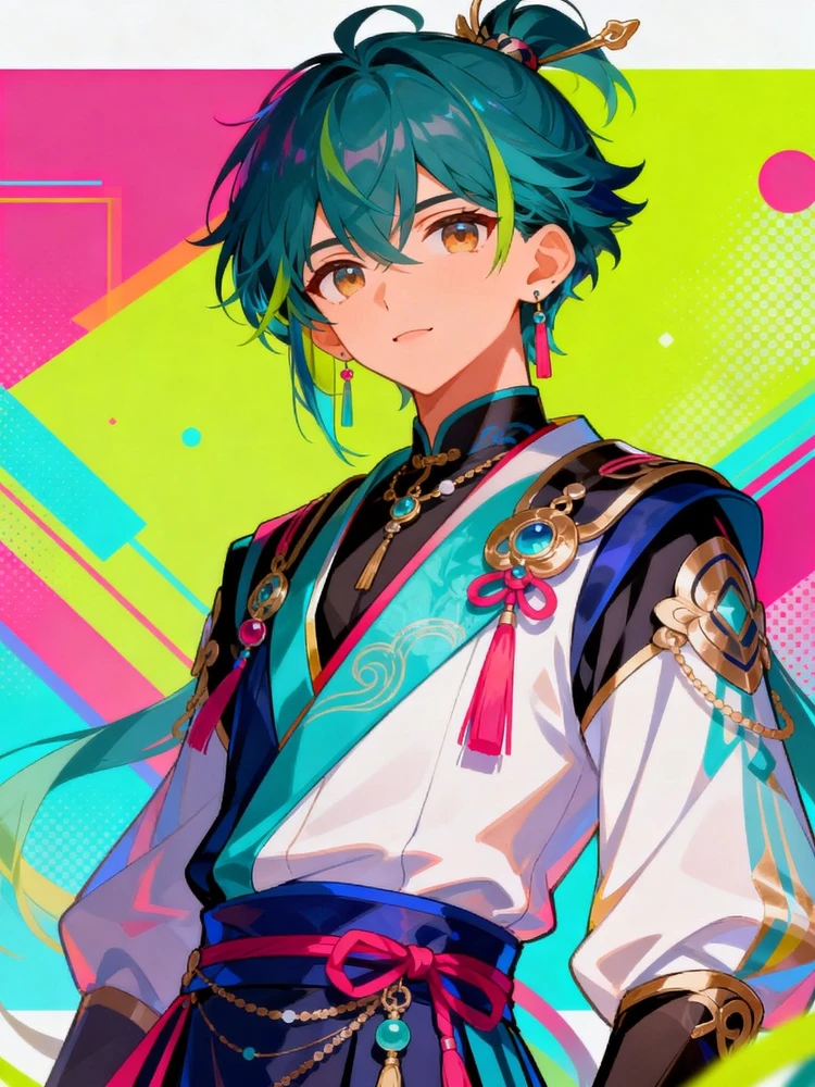 多巴胺色彩二次元动漫插画