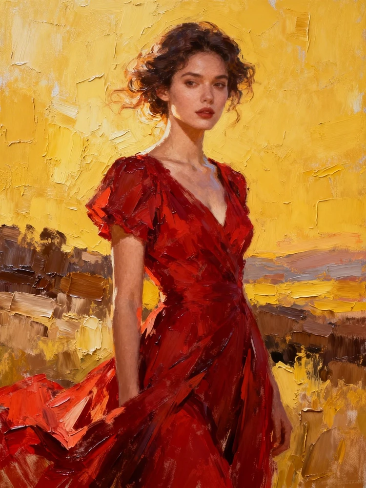 一键厚涂调色刀油画