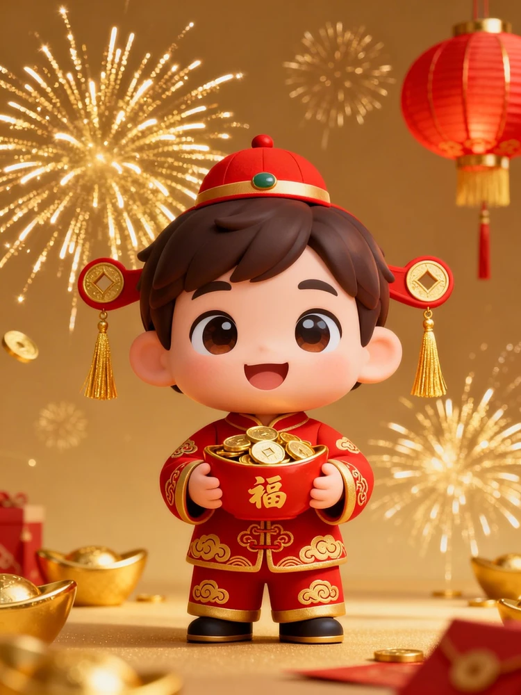 新年发财Q版形象