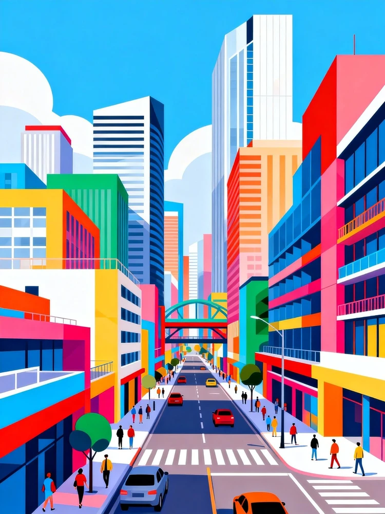 多巴胺城市插画海报