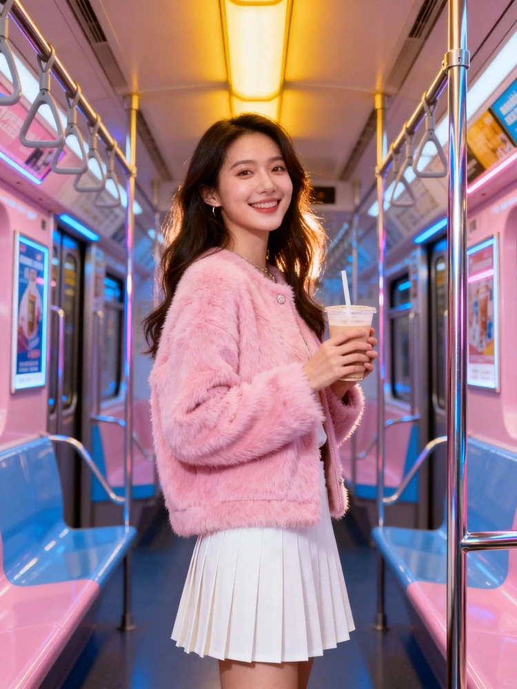 生成地铁时尚可爱照片