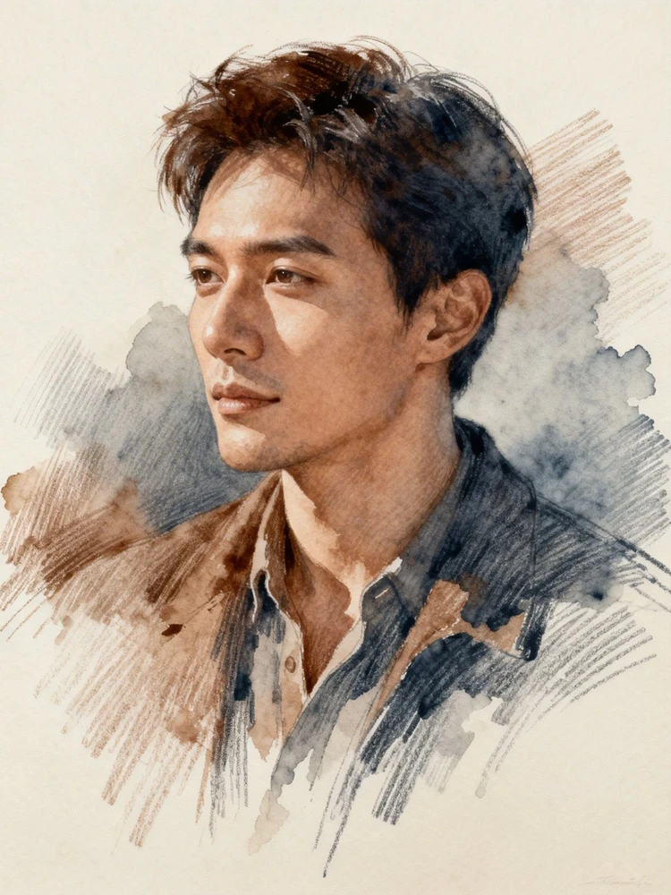 生成低饱和铅笔水彩复古风格