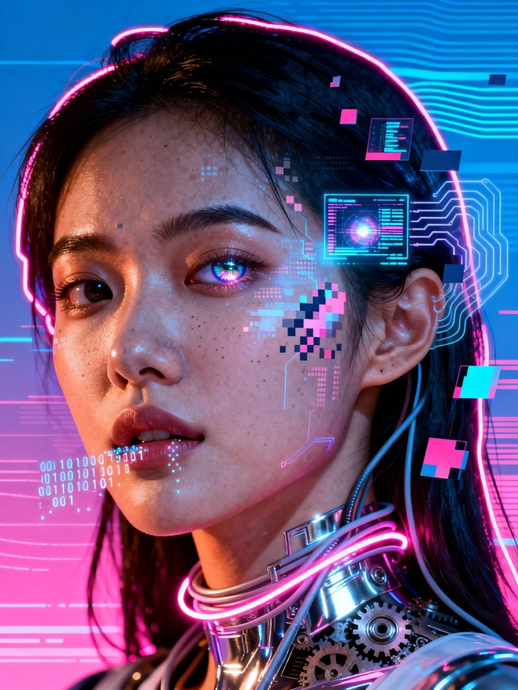 赛博故障感人像写真