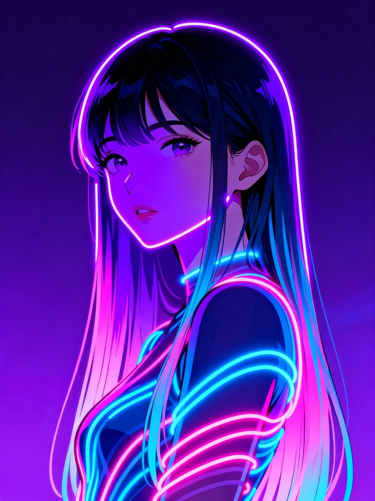 酸性霓虹动漫人像