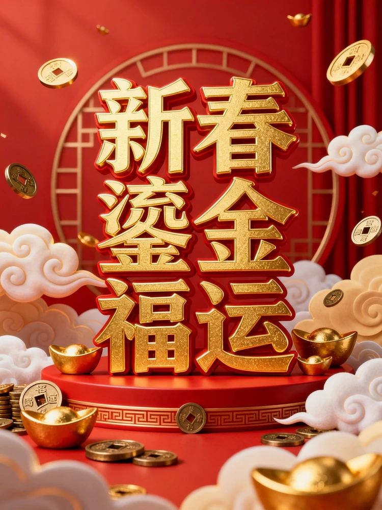新春鎏金福运海报