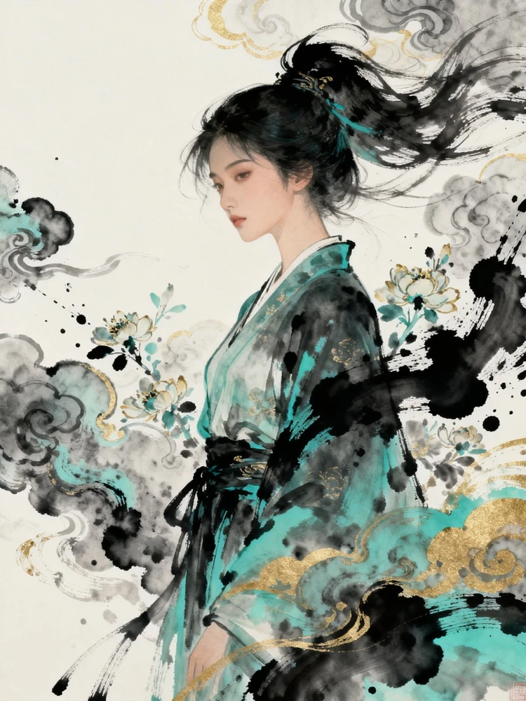 水墨泼洒国风艺术图