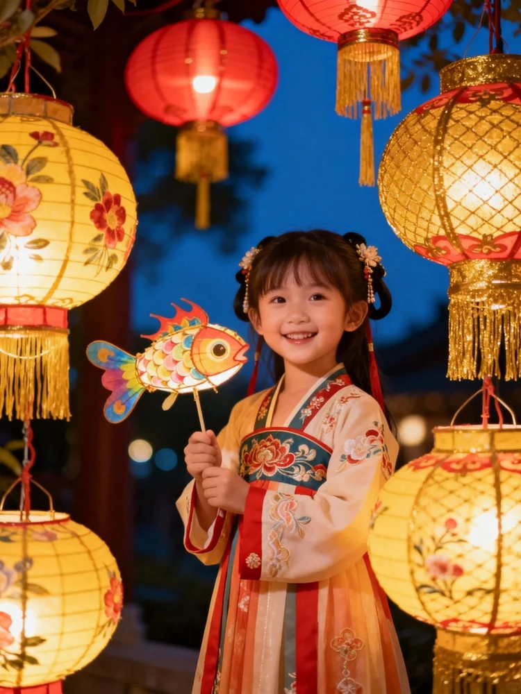 国风元宵灯会童趣写真