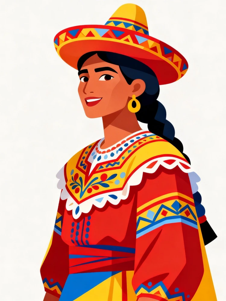 墨西哥民艺平涂插画