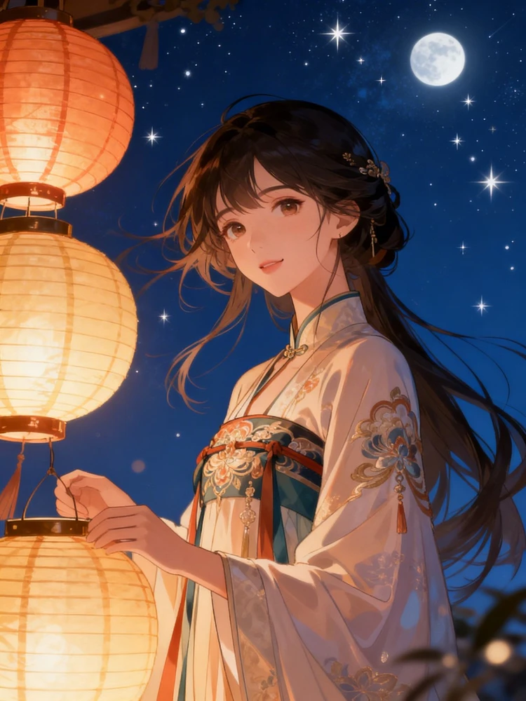 古风夜色漫画写真