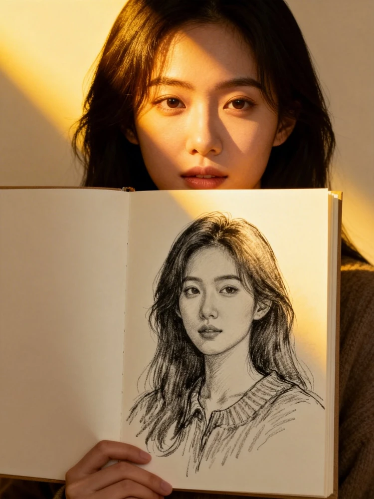 文艺手绘自画像画册