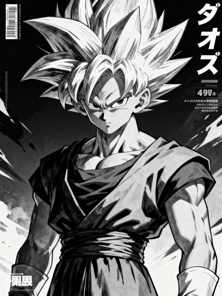 黑白潮酷动漫插画风