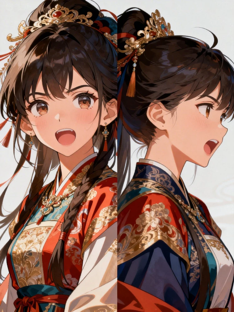 二次元手绘感人物双视图