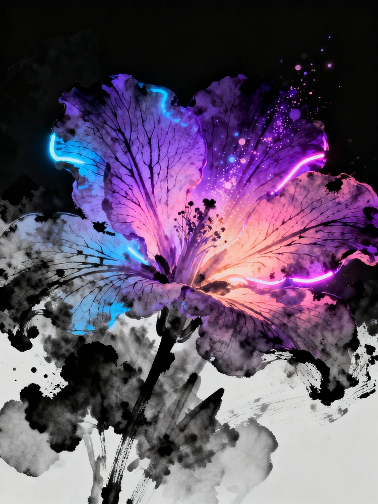 「霓虹墨韵·花梦寻踪」