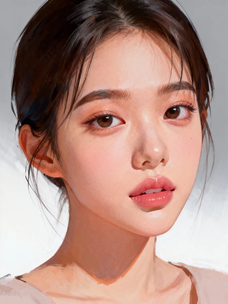 韩系厚涂人像插画