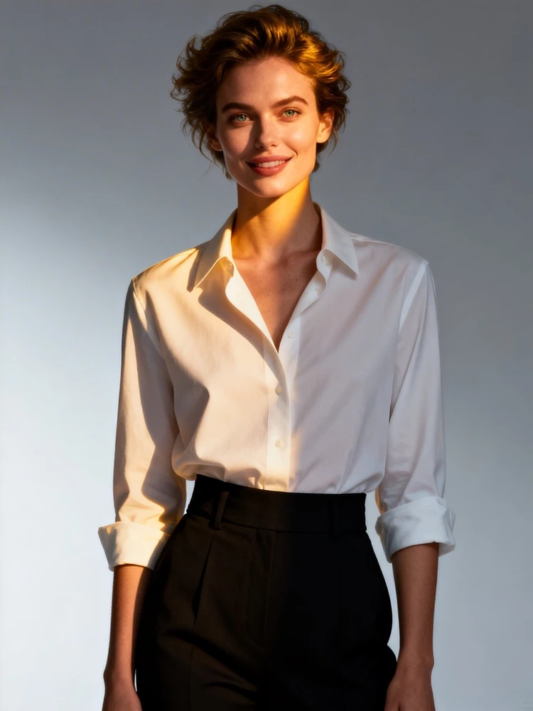 欧美女性模特 · 标准服装上身