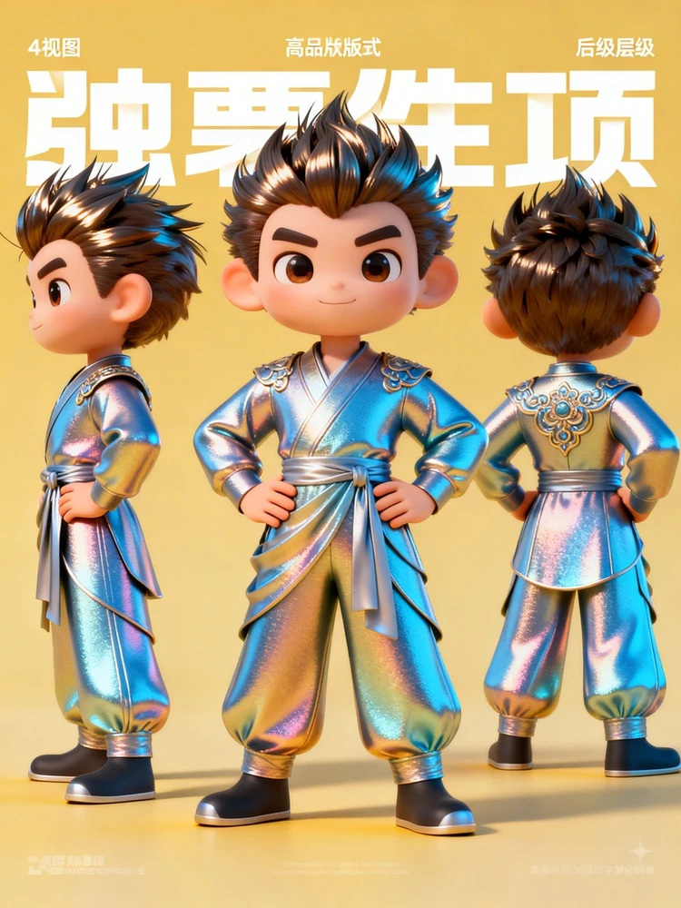 线稿/照片生成3D卡通IP形象三视图