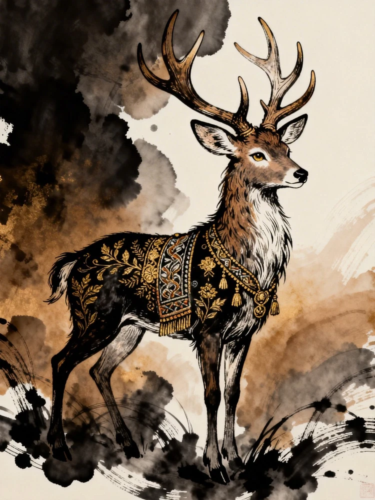 复古墨线奇幻插画