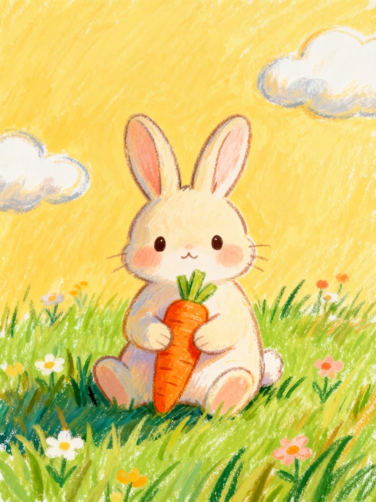 手绘蜡笔风治愈插画