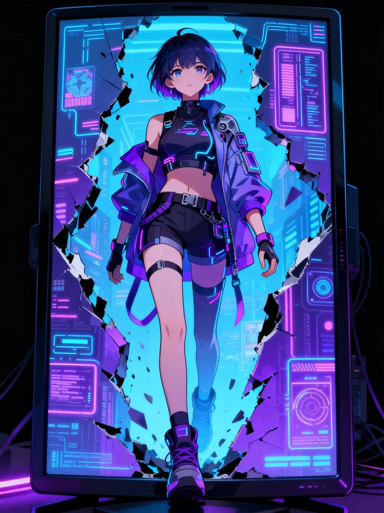 角色突破赛博朋克世界屏幕