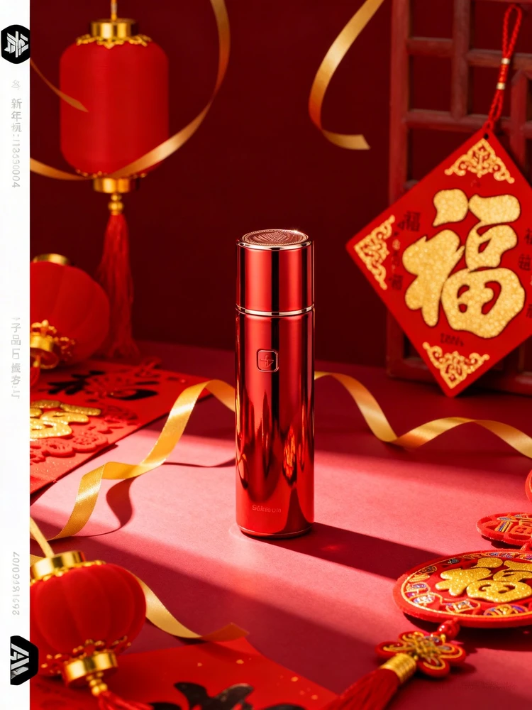 红色喜庆新春春节产品海报设计KV