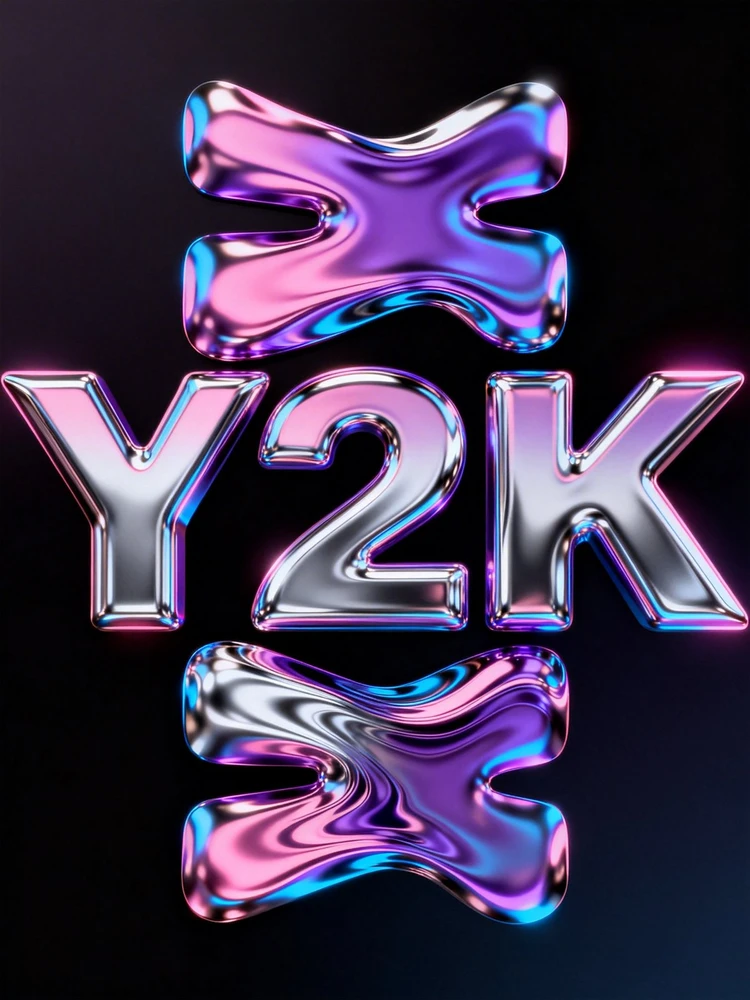 Y2K液态金属字效海报