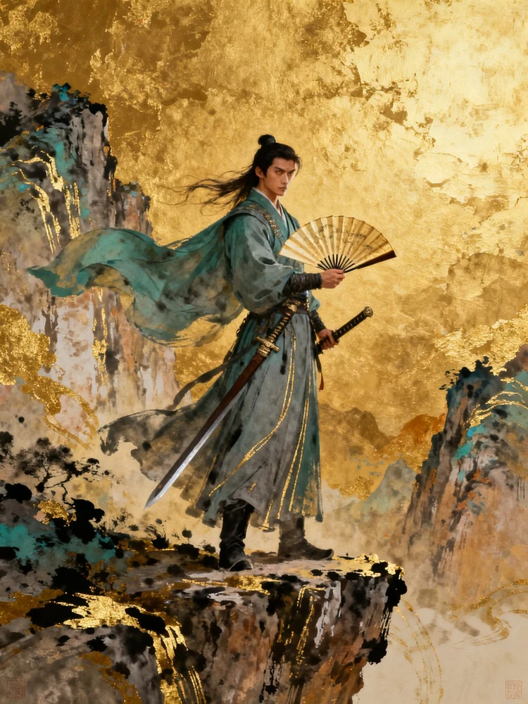 古风岩彩金墨武侠写真