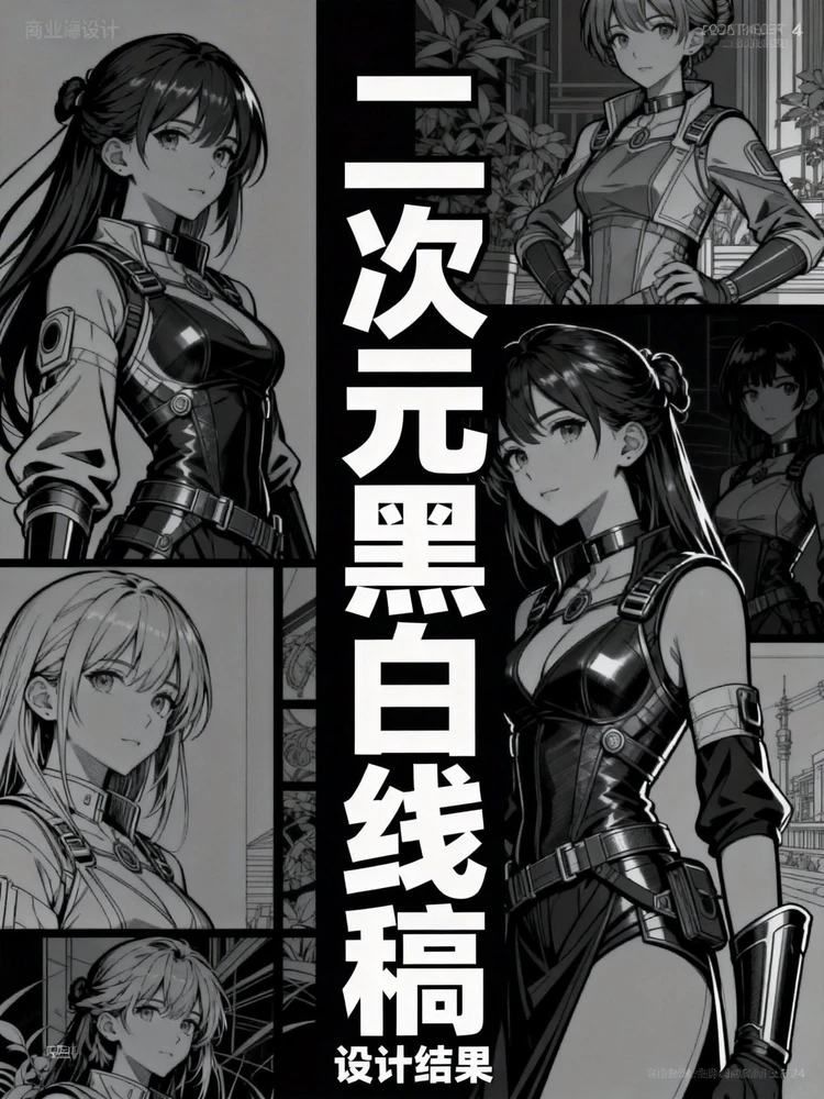 二次元黑白线稿
