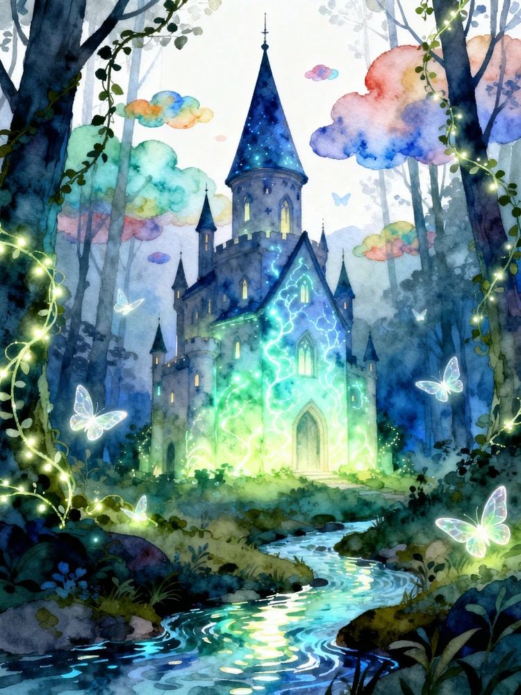 发光水彩奇幻绘本治愈插画