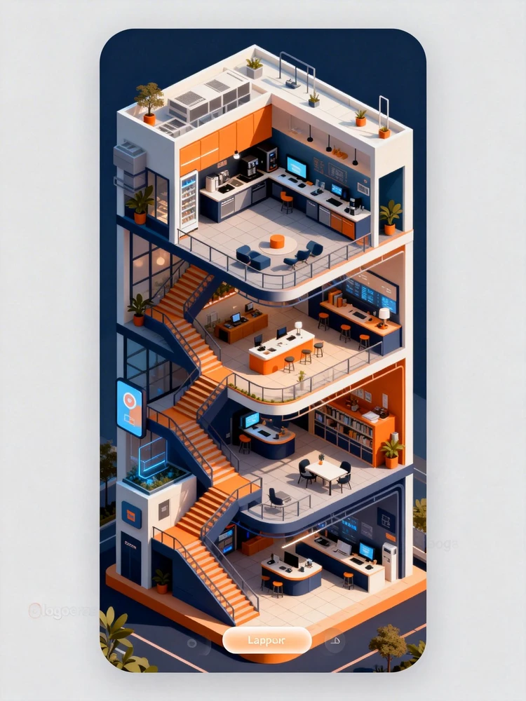 等距视角·复杂空间流程插画