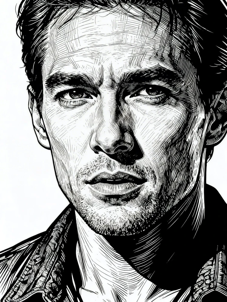 黑白线描人像转绘