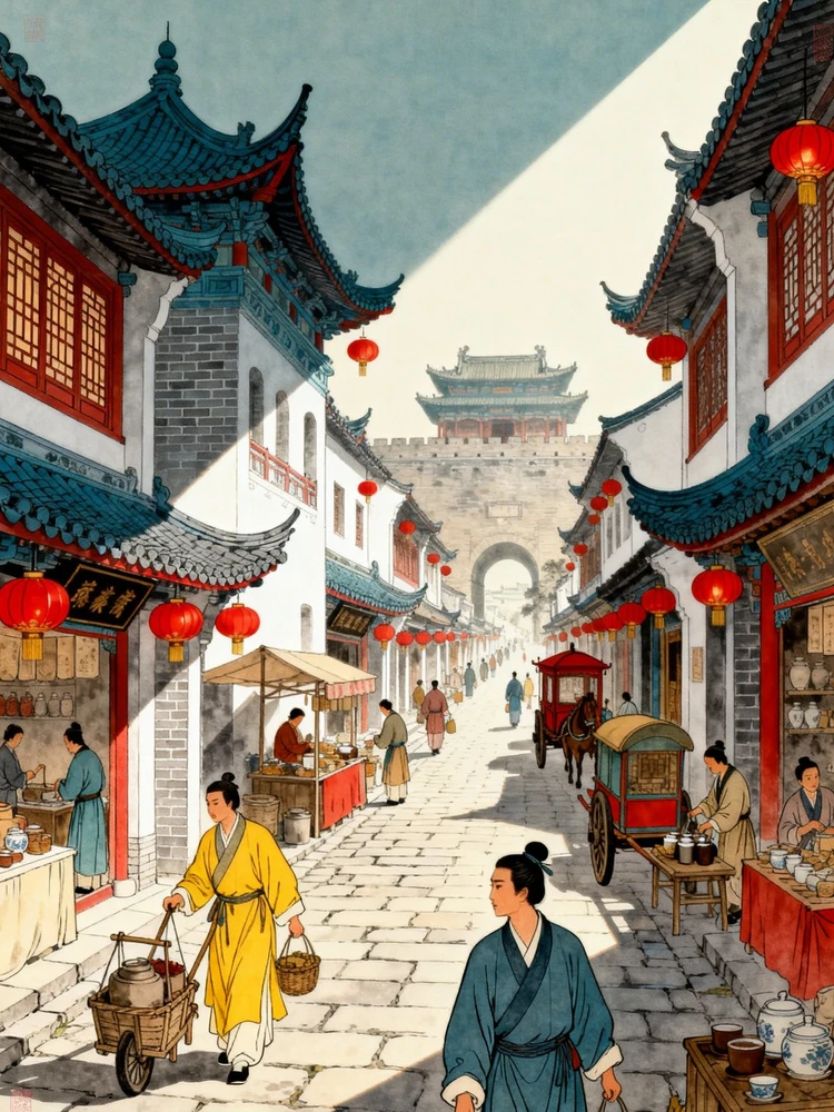 中国古代工笔重彩风俗叙事画风格！