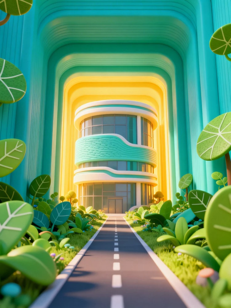 3D卡通极端大透视张力场景