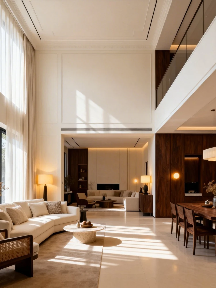 万能奶油地产样板间丨平层配色室内空间