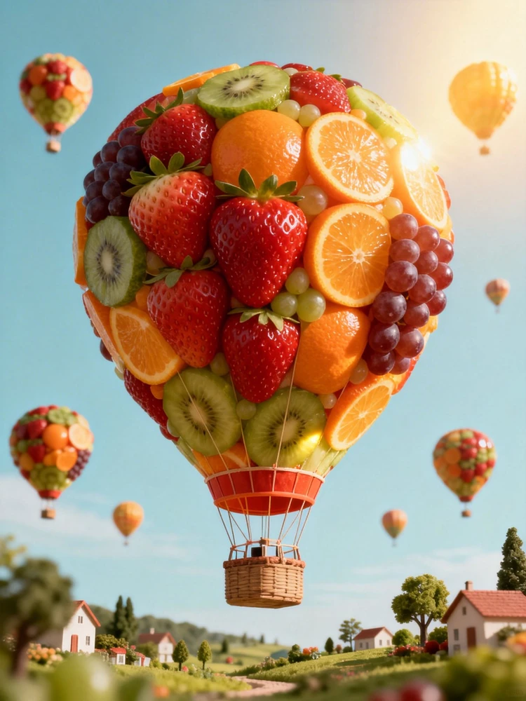 微缩水果热气球
