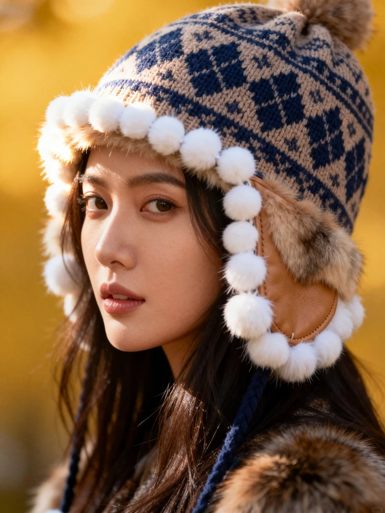 冬季帽饰女模海报生成器