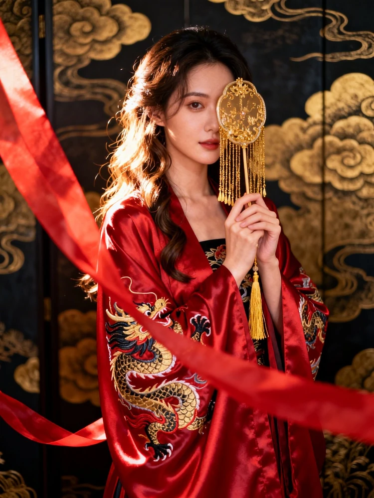 红绸龙韵国风写真